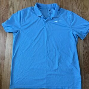 Nike Men’s Sky Blue Dri-Fit Polo with White Swoosh
